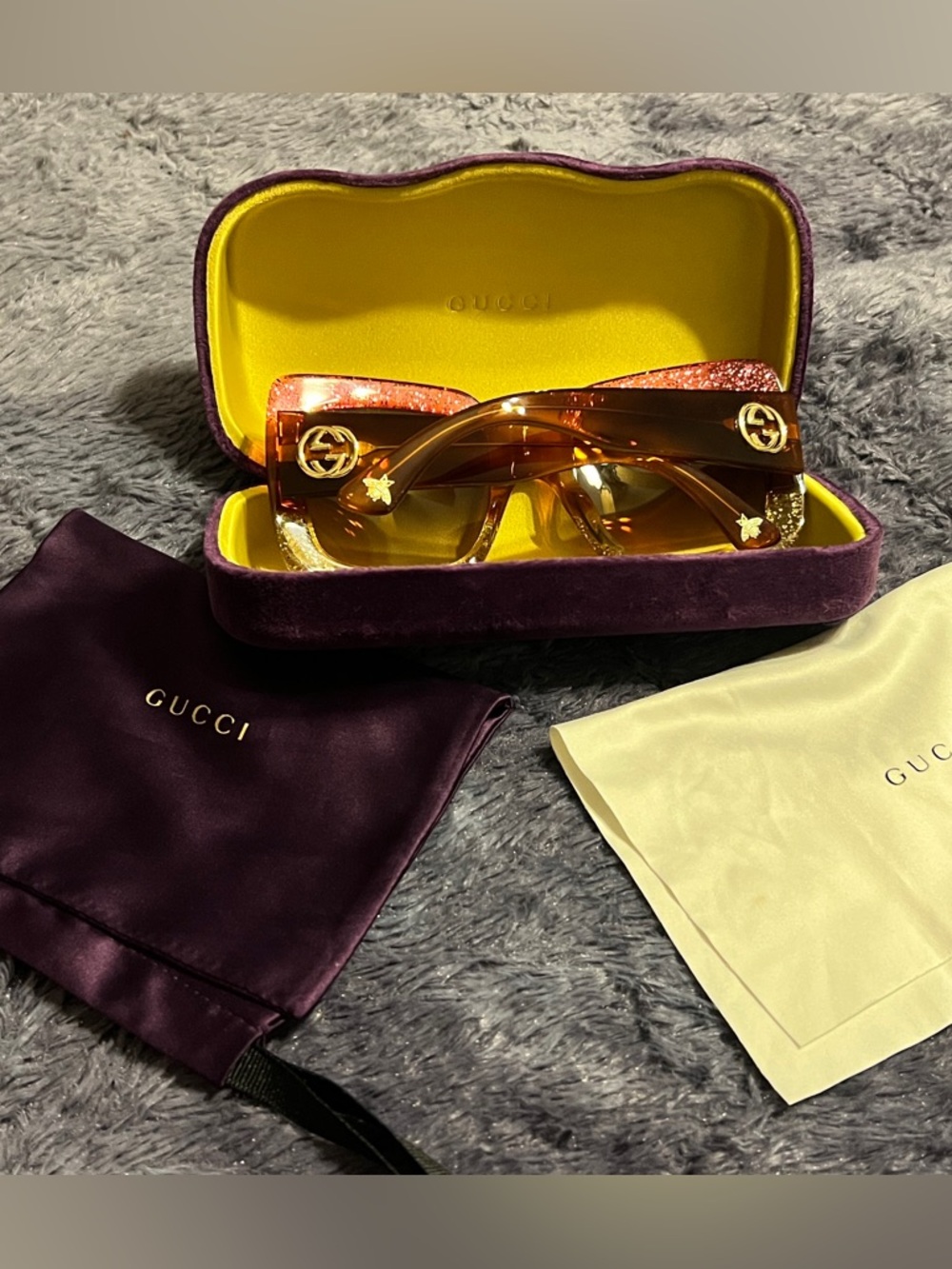 Authentic GUCCI GG0083S Oversized Glitter Sunglasses - Pristine - Picture 3 of 12